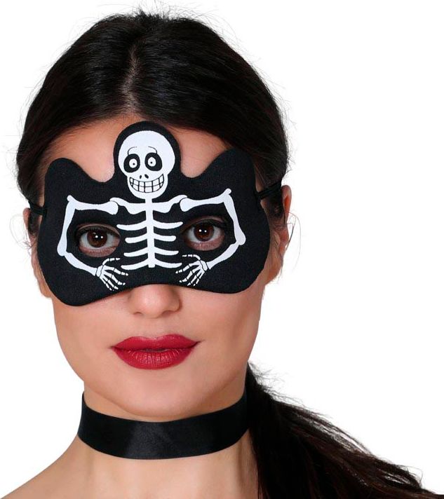 Zwarte Skelet Oogmasker