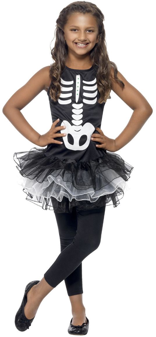 Zwarte skelet tutu kostuum