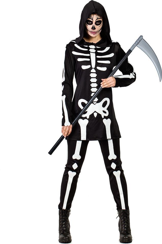 Zwarte Skeletjurk Dames Halloween