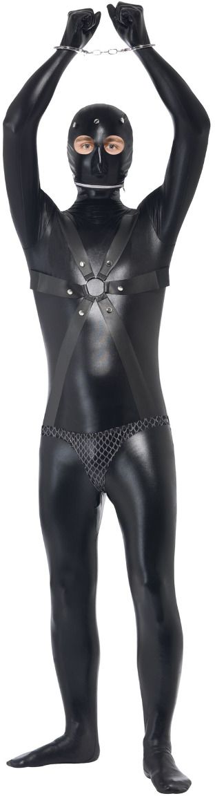 Zwarte Sm Fetish Lederlook Pak