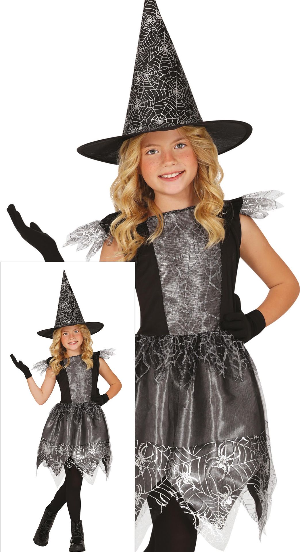 Zwarte Spinnenweb Heksenjurk Meisjes