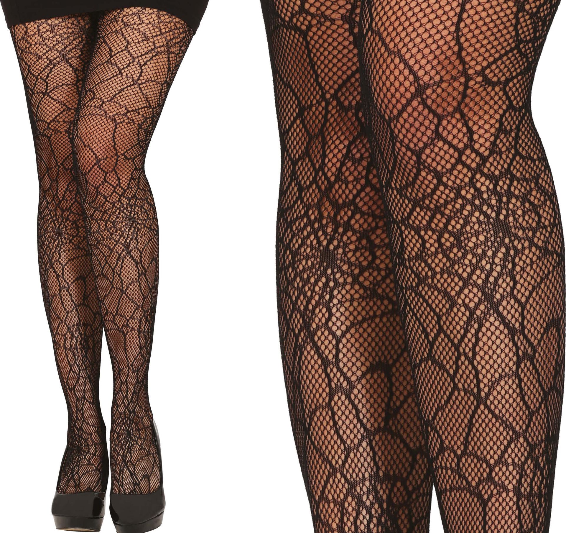 Zwarte Spinnenweb Panty Halloween Dames