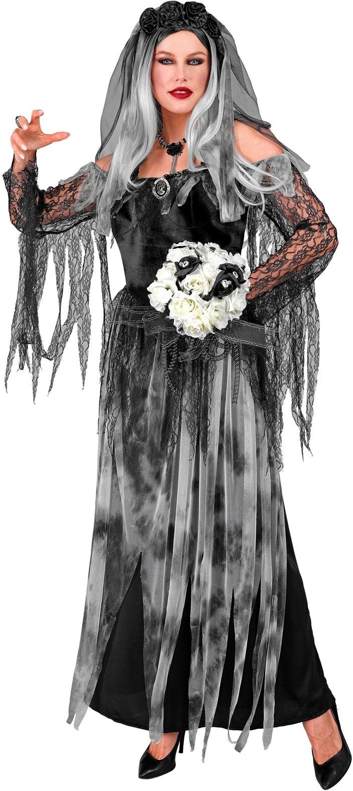 Zwarte Spookbruid Kostuum Dames