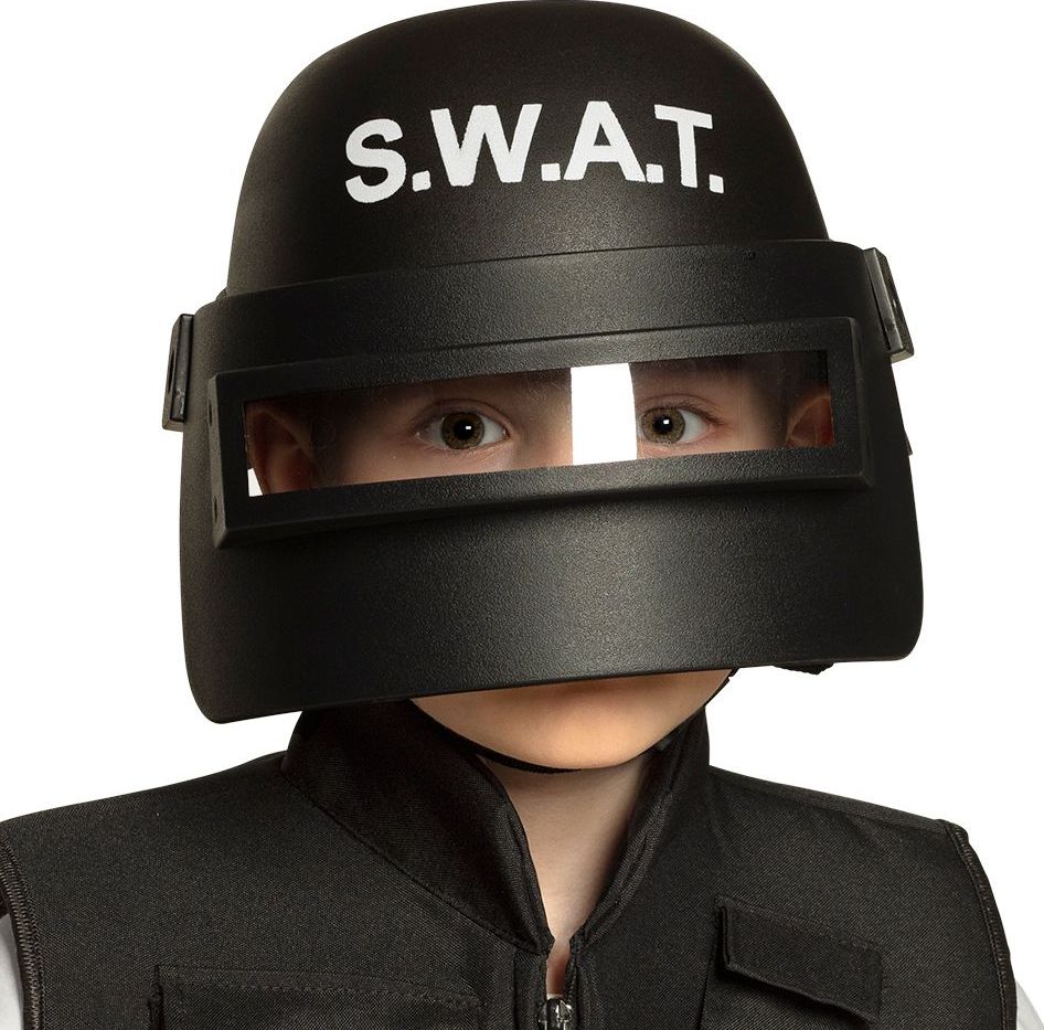 Zwarte Swat Helm Deluxe Kind