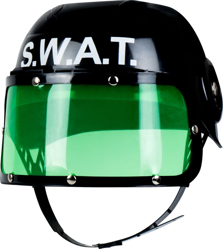 Zwarte SWAT helm kind groen