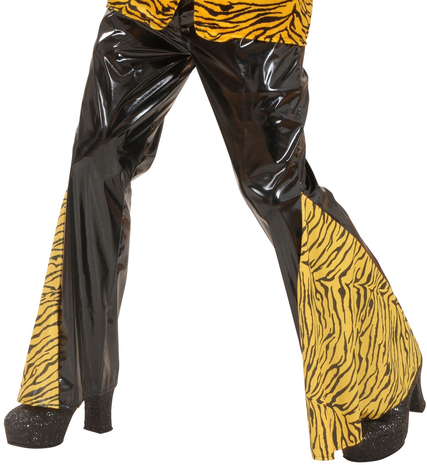 Zwarte Tijger Print Vinyl Broek