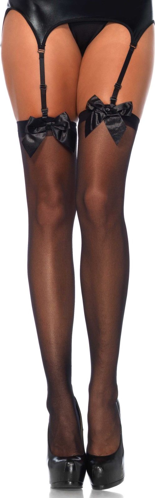 Zwarte Transparante Kousen met Strik