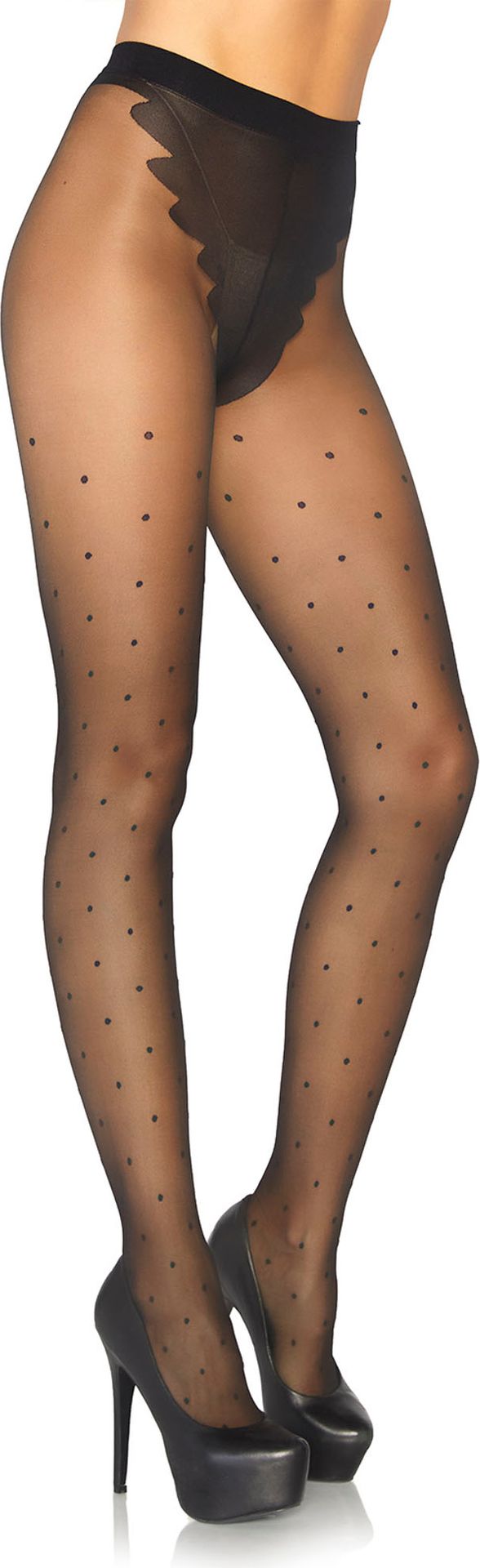 Zwarte Transparante Panty met Polkadot