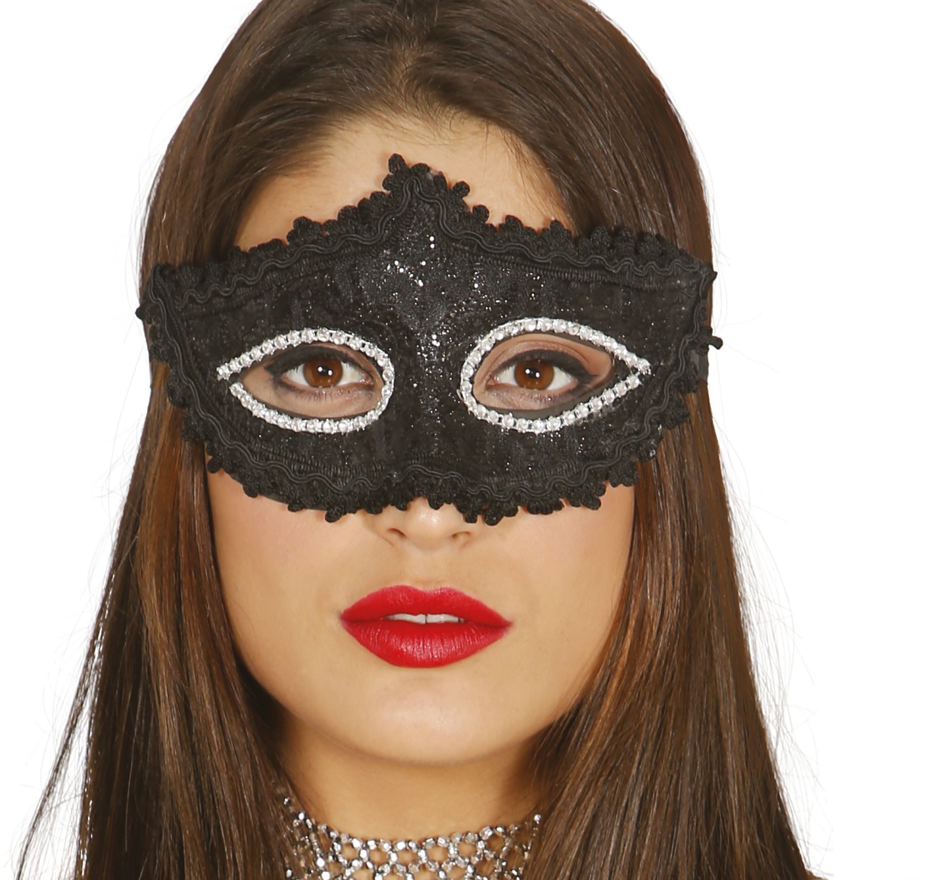 Zwarte Venetiaans masker met glitters