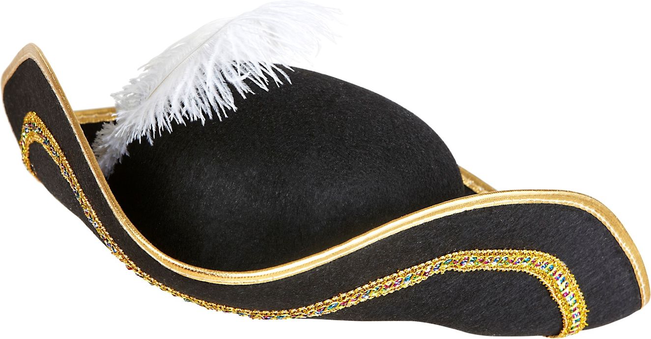 Zwarte Venetiaanse Tricorn Hoed met Veer