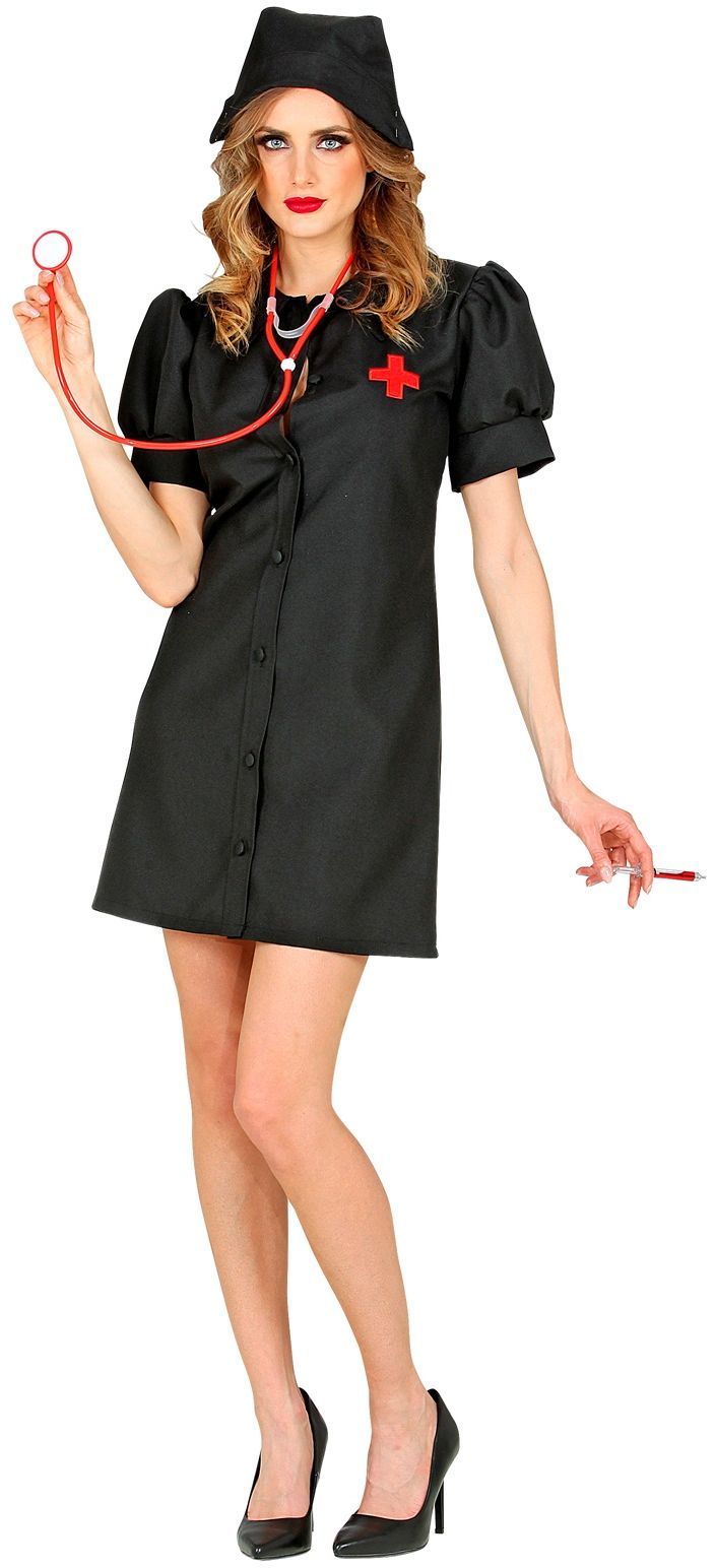 Zwarte verpleegster jurkje dames