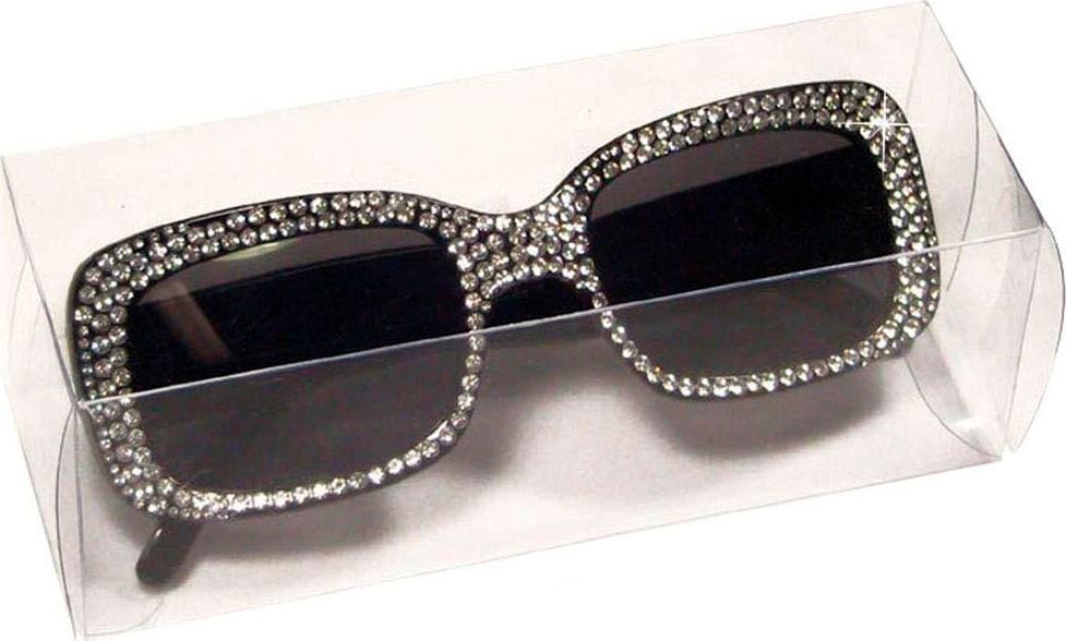 Zwarte vierkante bril met strass steentjes | Carnavalskleding.nl