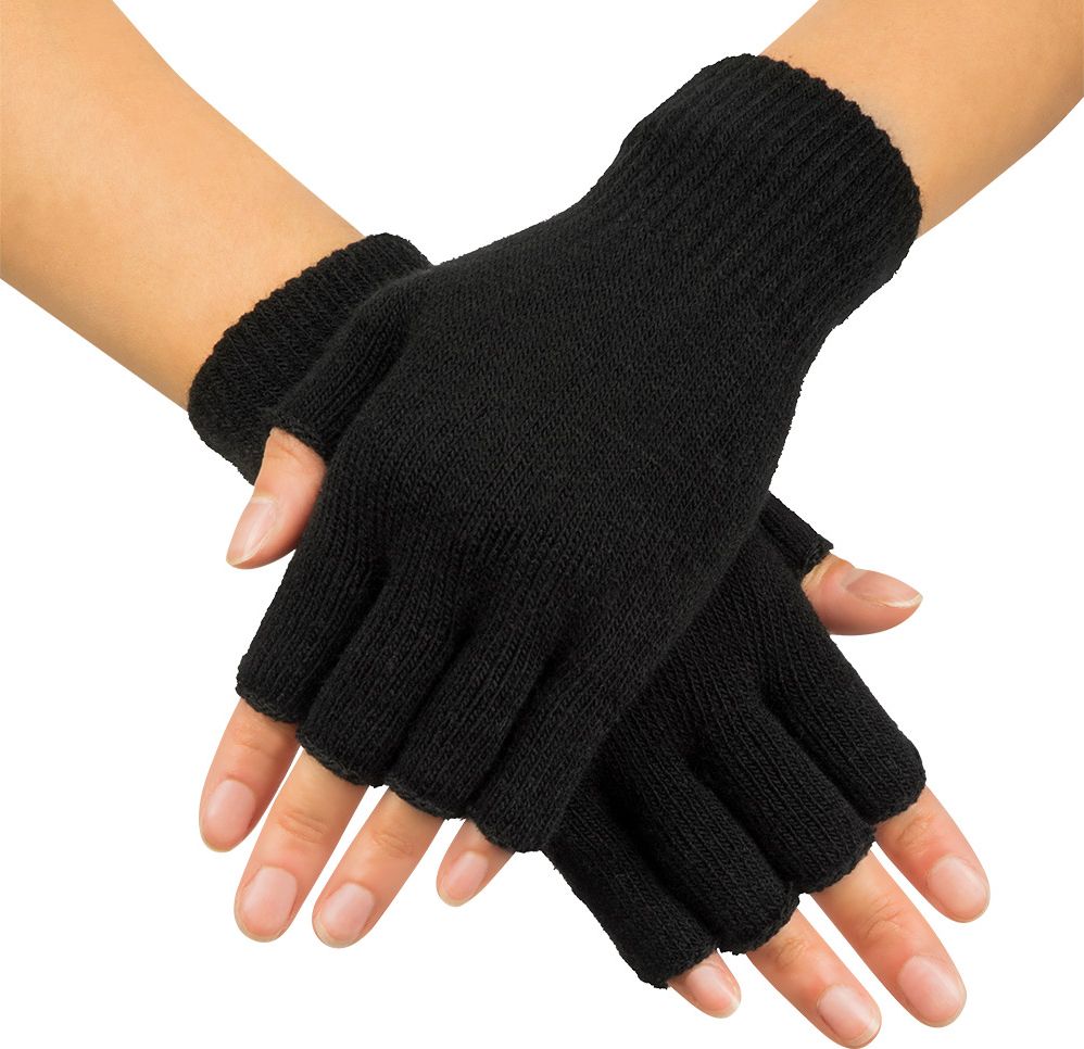 Zwarte vingerloze handschoenen warm