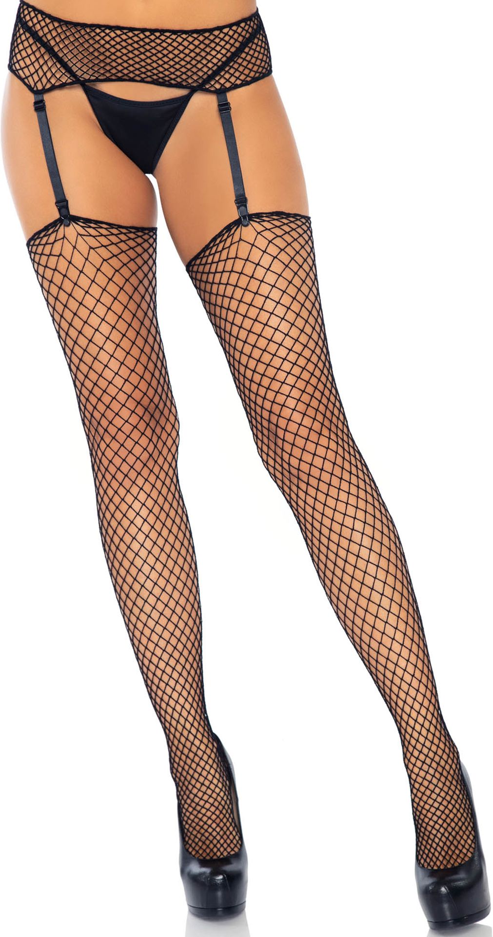 Zwarte Visnetpanty met Jarretelgordel