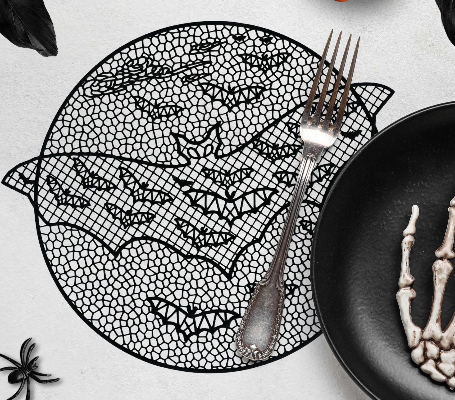 Zwarte Vleermuis Placemat Opengewerkt