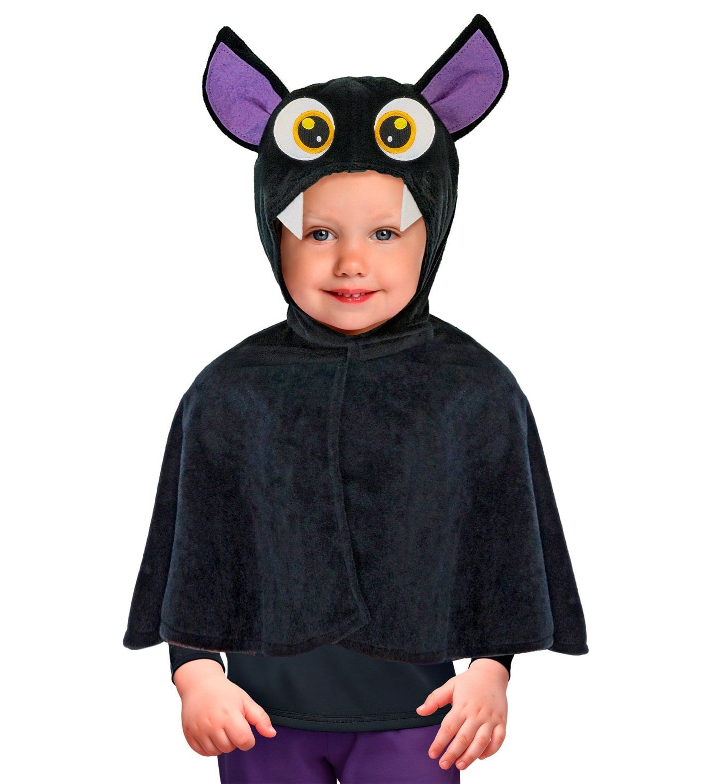 Zwarte Vleermuis Poncho Cape met Capuchon Kinderen 98 cm