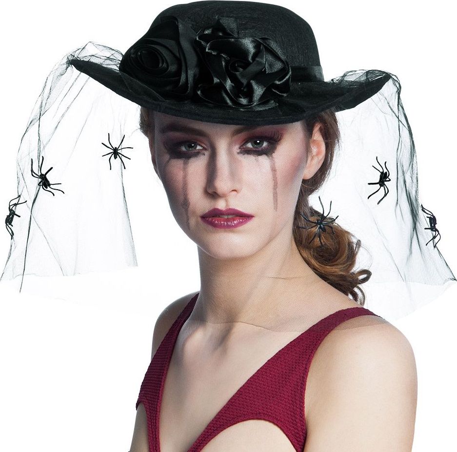 Zwarte Weduwe Hoed met Sluier