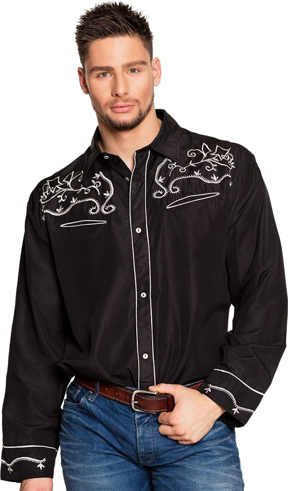 Zwarte western cowboy blouse