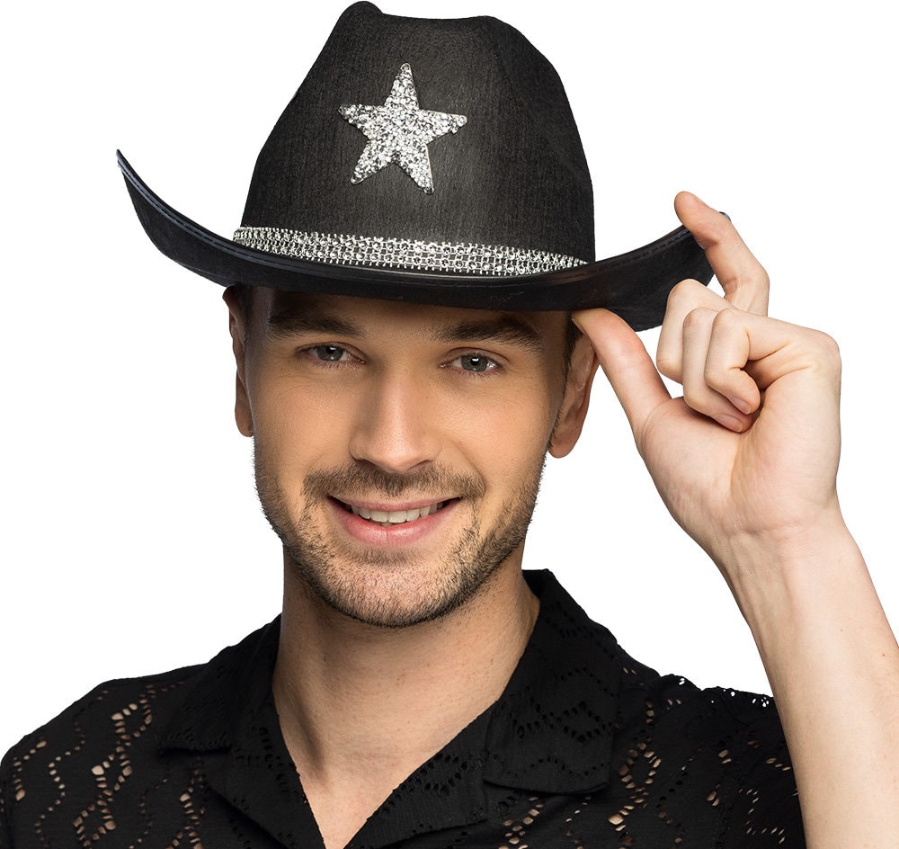Zwarte Western Cowboyhoed met Zilveren Ster