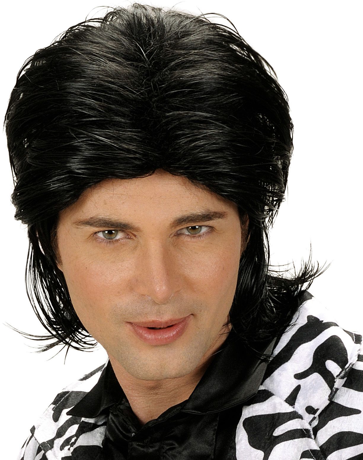 Zwarte Wetlook Pruik Lang Haar