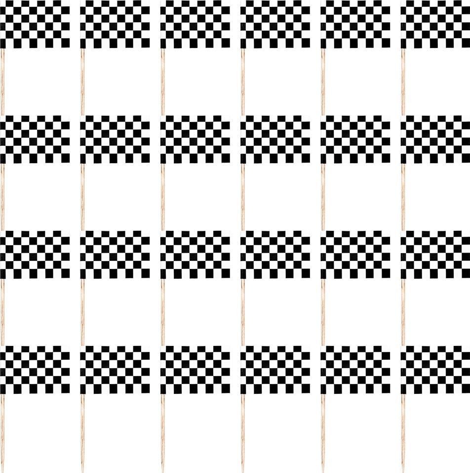 Zwart/Witte Racing Vlagprikkers 24 Stuks