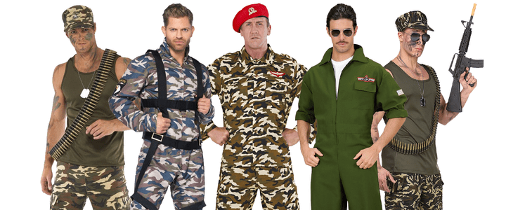Costume for Adults Camouflage Soldier Kleding Herenkleding Pakken 